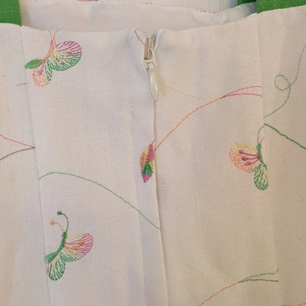 Bonnie Jean White Embroidered Butterfly Sleeveless Spring Dress. Size 5